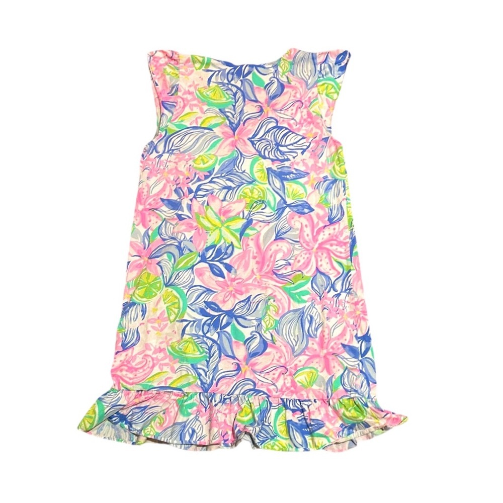 Lilly Pulitzer Rejina Floral Short Sleeve Ruffle Dress Multi Color Havana - Picture 3 of 5
